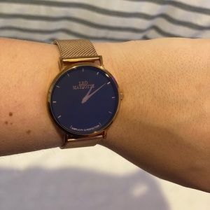 Leo Mazzotti black face gold band women’s watch